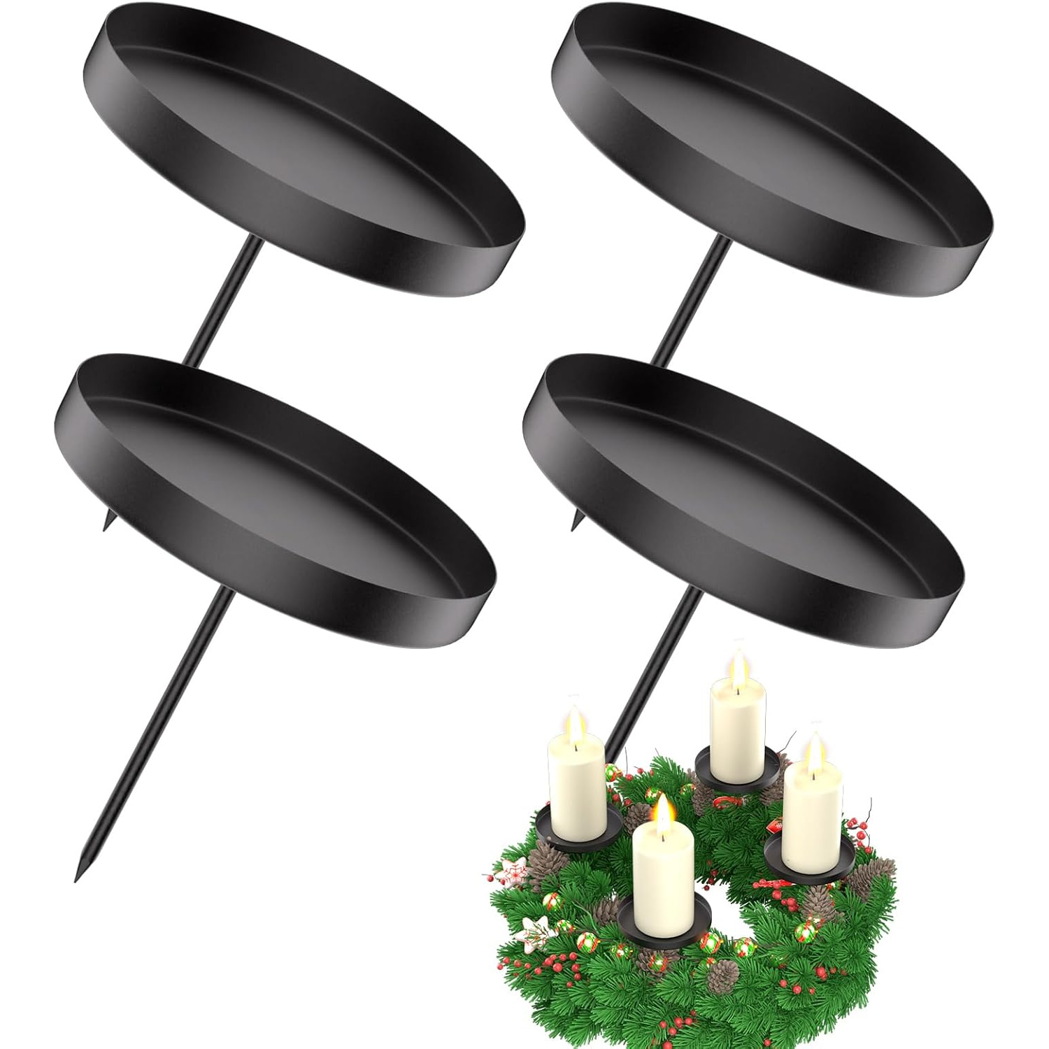 TEMU A Set Of 4 Candle Holders, Festive Candle Holders, Metal Candle Holders, Black Candle Holders, Ambiance Candle Holders, With A Diameter Of 6cm,