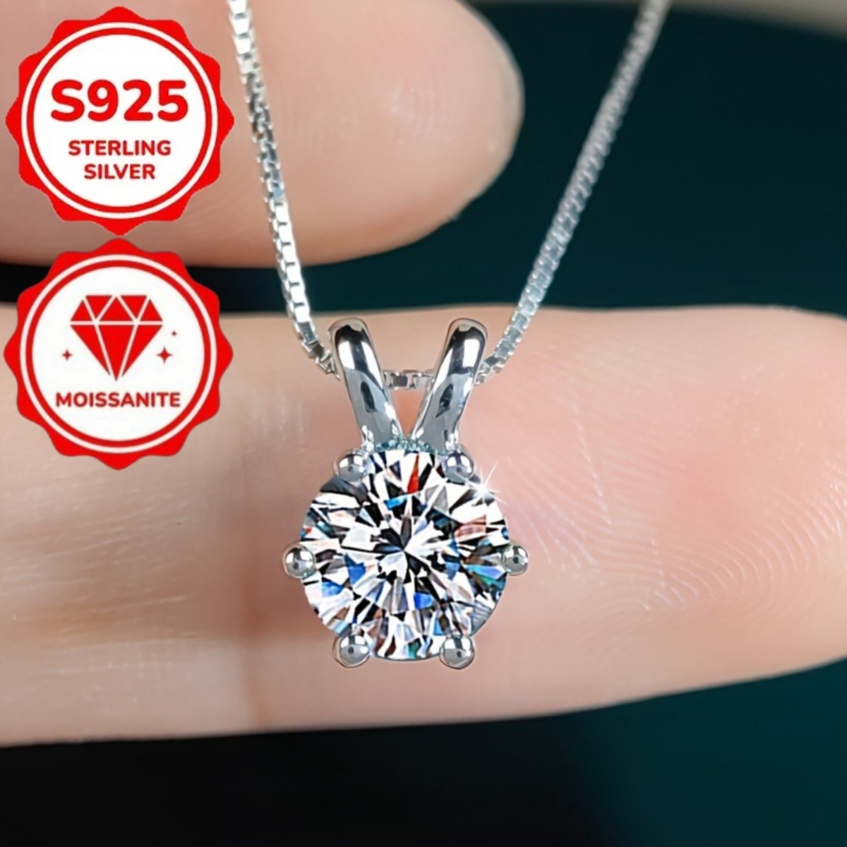 TEMU S925 Silver Moissanite Pendant Necklace, Fashionable, Elegant, Multifunctional Women's Birthday Gift, Daily Vacation Party, Valentine's Day,