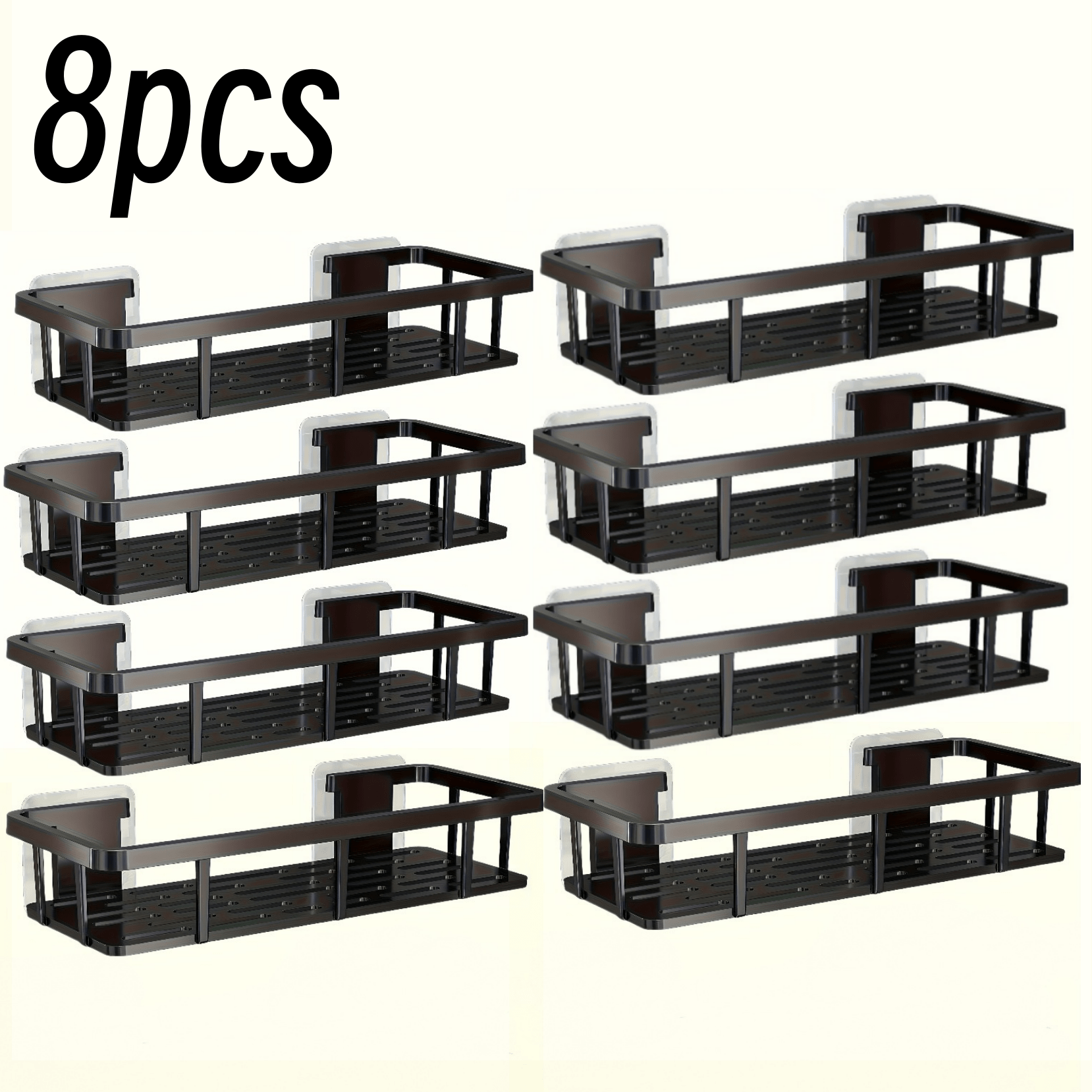 TEMU 8--mounted Bathroom Shelves - No-drill Installation, Heavy-duty Plastic Shelves, Storage, Space-saving Shower Organizer, Small Bathrooms,