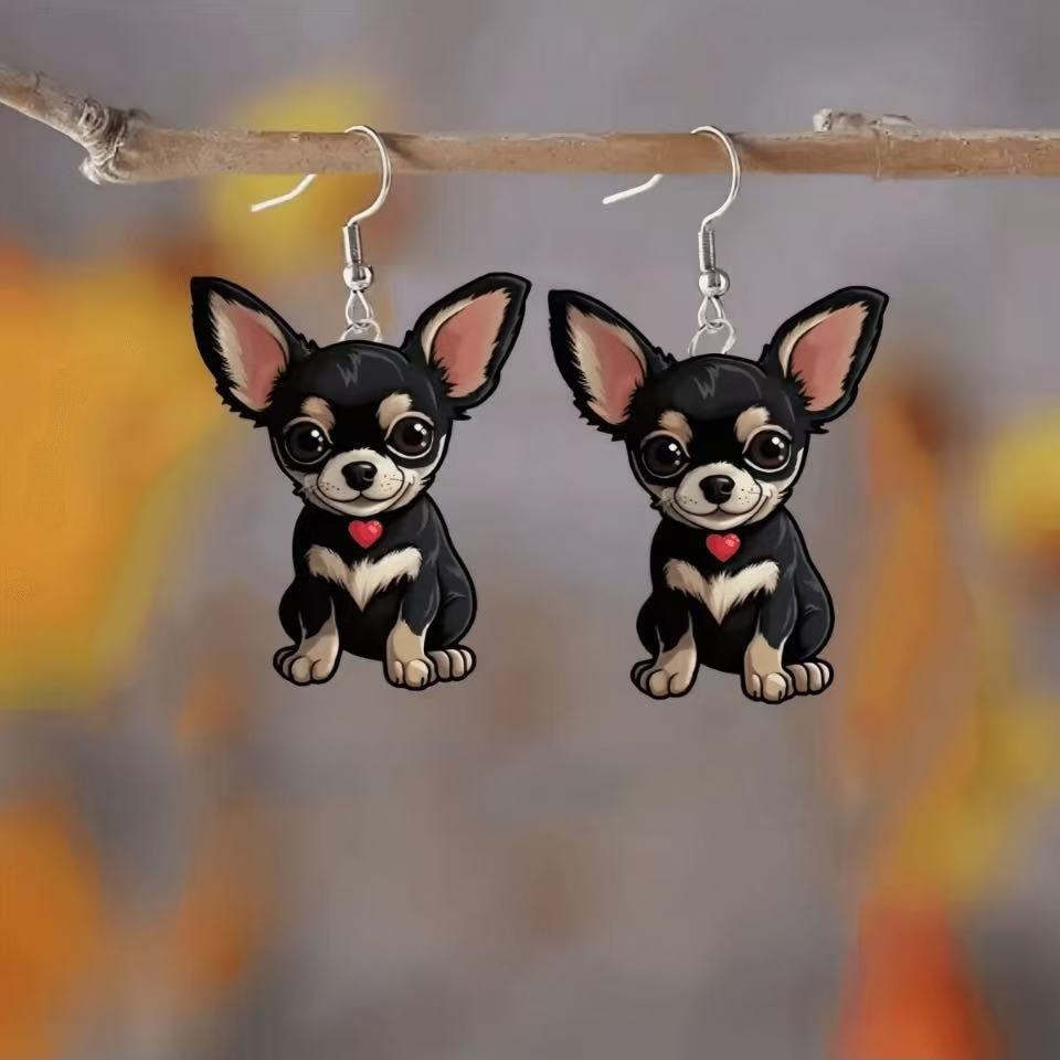 TEMU 2d Flat, Puppy 2d Acrylic Earrings Cute Love Earrings