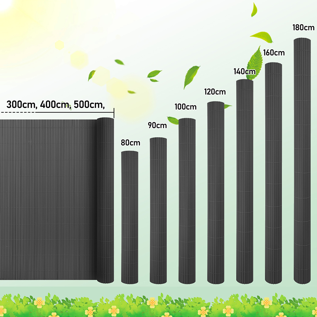 [2d Flat] Pvc Privacy Screen Mat, Privacy Fence, Balcony Cladding, Privacy Fence, Privacy Pvc Fence, Opaque, Grey, Bamboo, Green, Brown