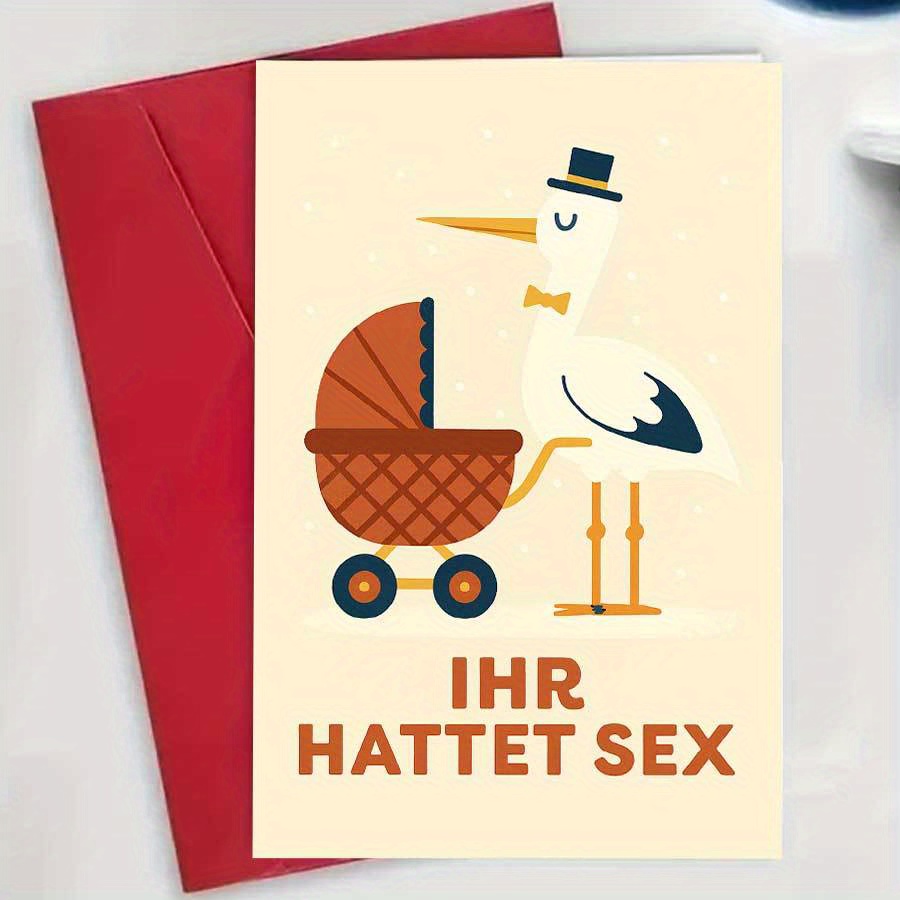1pc 1pcs Announcement Card Suitable For New Parents, Shower, Birth Celebration - Cute Illustration With Envelope, Greeting Card For Showers & For When New Arrival Is Announced