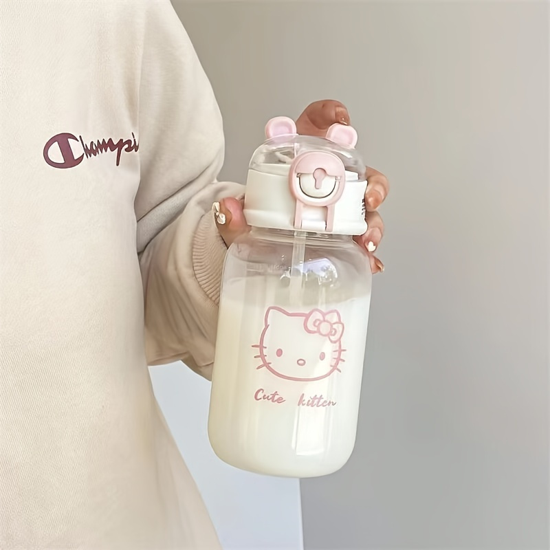 Image of () Kaikawaii Kulomi Melody Sippy Cup- Cute Plastic Travel Drink Bottle, Ideal For Summer Drinks, Easy To Carry And Durable, White