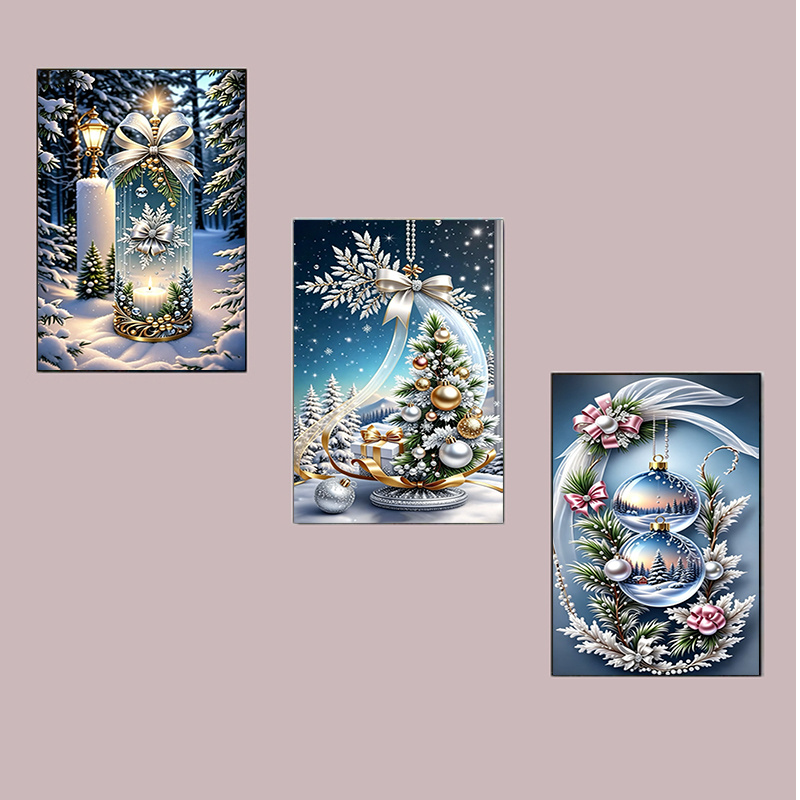 TEMU 3 Diamond Painting Kits, Creative Christmas Decoration Designs, Home Wall Decor For Holiday Parties, Art For Bedroom And Living Room, Frameless