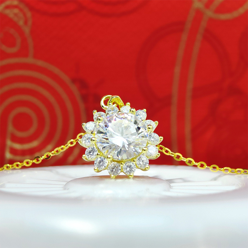 Women's 2 Carat Elegant 925 Silver Moissanite Necklace, Valentine's Gift