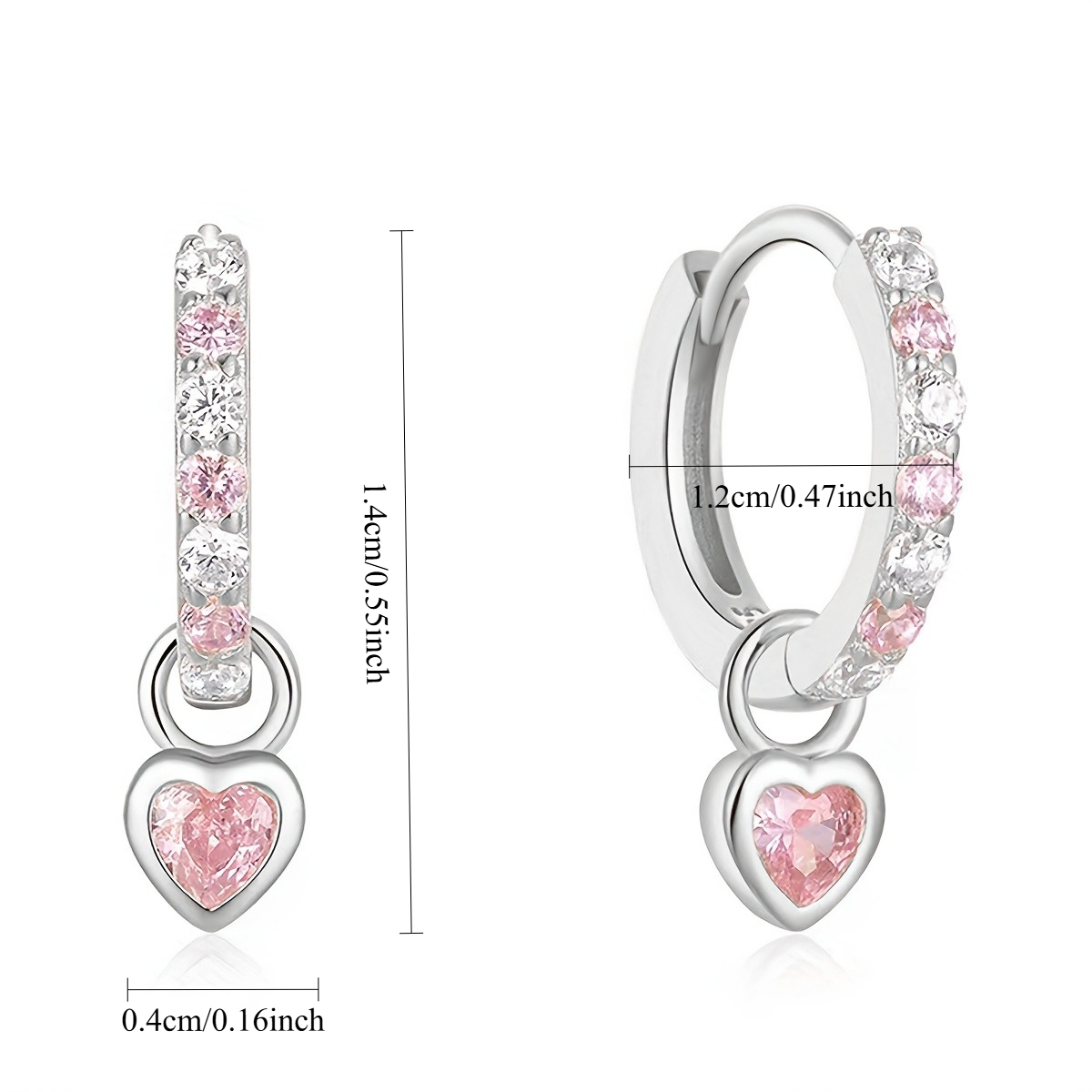 TEMU 2 piezas de aretes ligeros de lujo con forma de , incrustados con circonita sintética, con un diseño de exquisito y elegante. Hipoalergénicos y