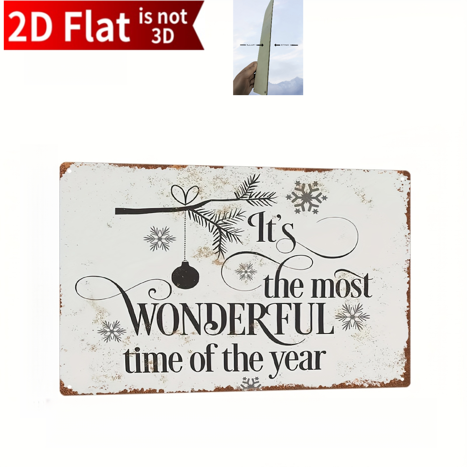 TEMU 2d Flat 2d Plane - Vintage Christmas Wooden Wall Hanging - " The , " With Ornaments And Snowflake Design, Rustic Wooden Decor For Indoor/outdoor