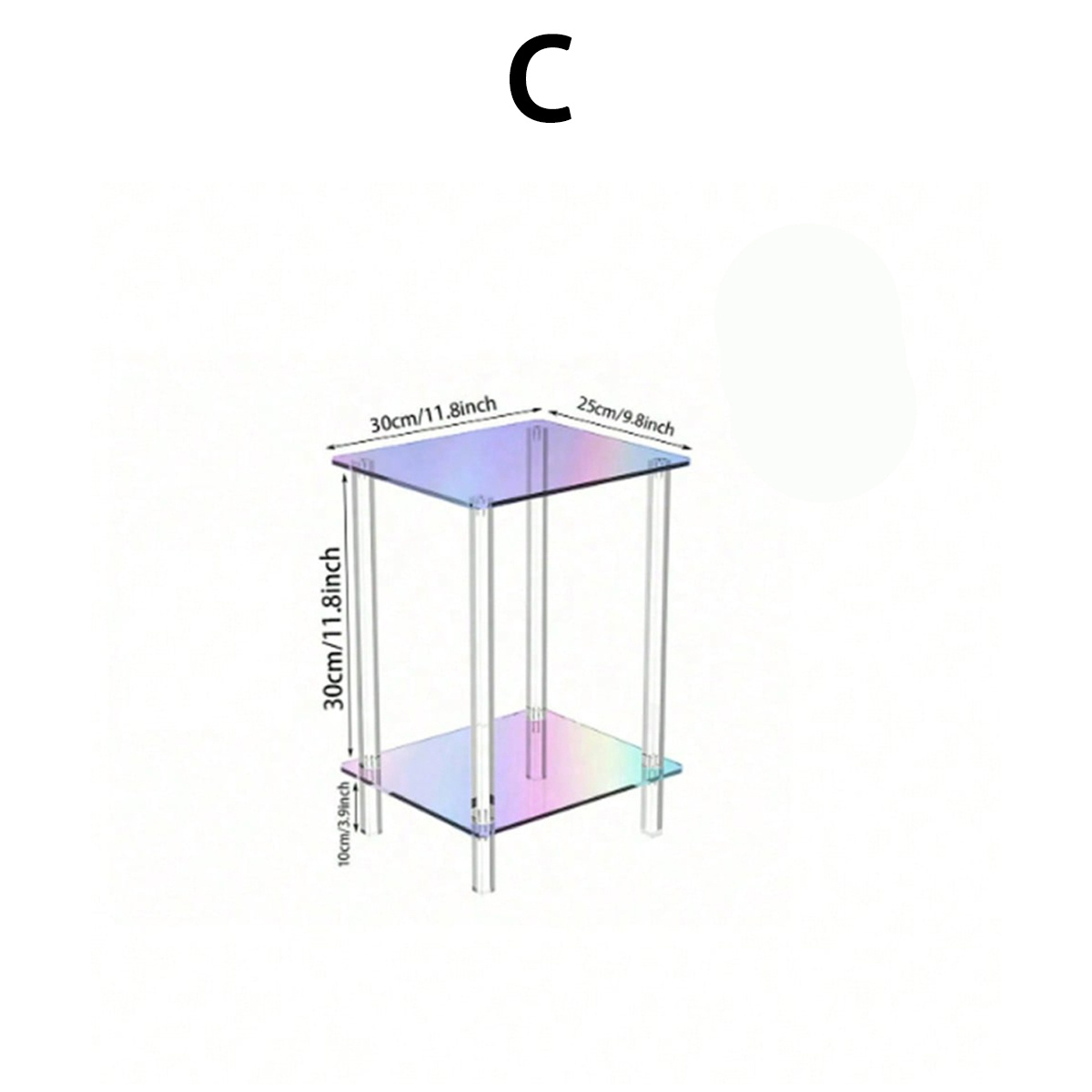  . transparenter acryl beistelltisch, 2-stöckiger couchtisch mit ablage, für wohnzimmer, schlafzimmer, arbeitszimmer, büro, moderne minimalistische möbel, mehrzweckregale