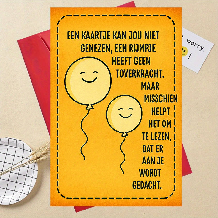 TEMU 1 stuk Beterschapskaart voor Vrienden en Familie – Vrolijke Ballonnen Ontwerp – Opbeurende Aanmoediging voor Herstel en Steun