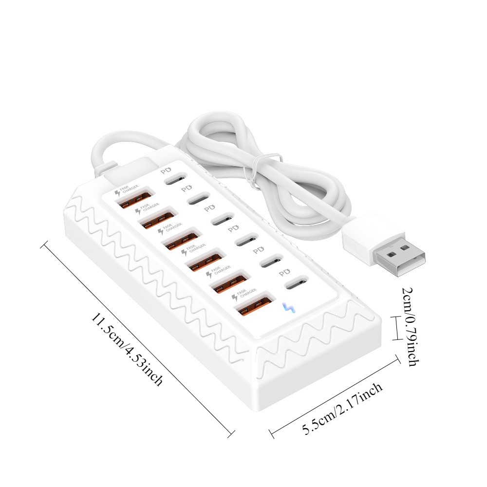 12-In-1 Quick Charging Dock | 6 USB And 6 Type-C Ports, 12-Port Simultaneous Charging Hub | Multi-Device Adapter | Reliable Power Source | Travel And Office Charging Solution | Gifts for Thanksgiving, Christmas, And Valentine'S Day