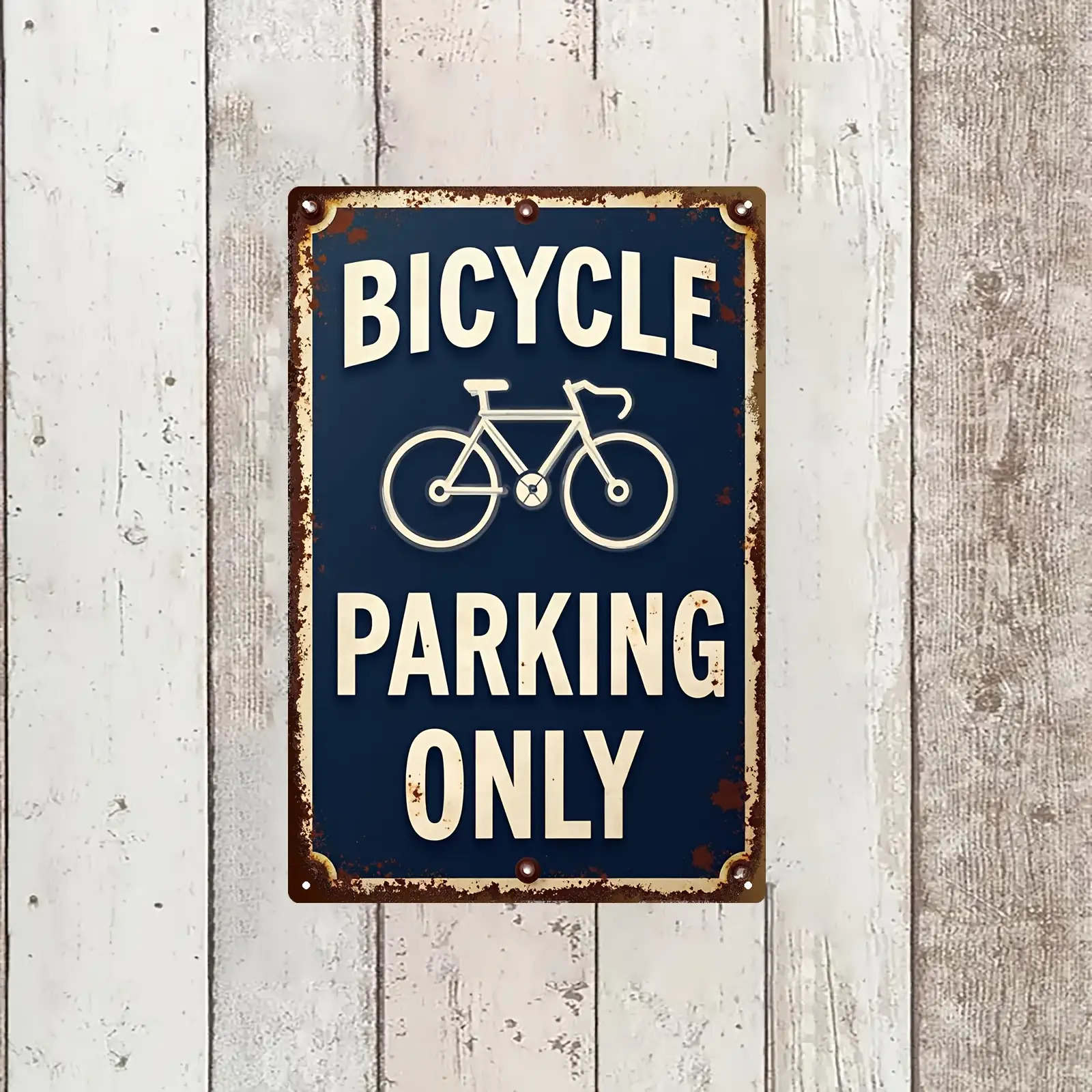 TEMU Plat 2D, Plat 2D - Panneau de stationnement pour vélos de style vintage, en métal de fer robuste, avec un symbole de vélo et le « Vélo ». Mesure