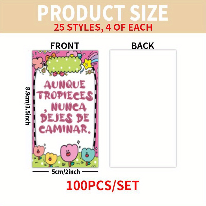 TEMU Set de 100 tarjetas - Estilo español, y coloridas tarjetas con citas inspiradoras para , , , Día de la , Día , regalos de Pascua
