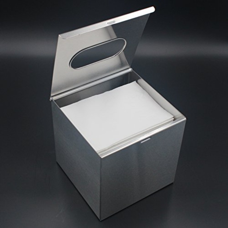   glass tissue box holder with brushed nickel       lid easy refill multi   for bathroom bedroom office 5 12 cube organizer tabletop wall mounted hardware included decorative storage for tissues napkins Product details 3