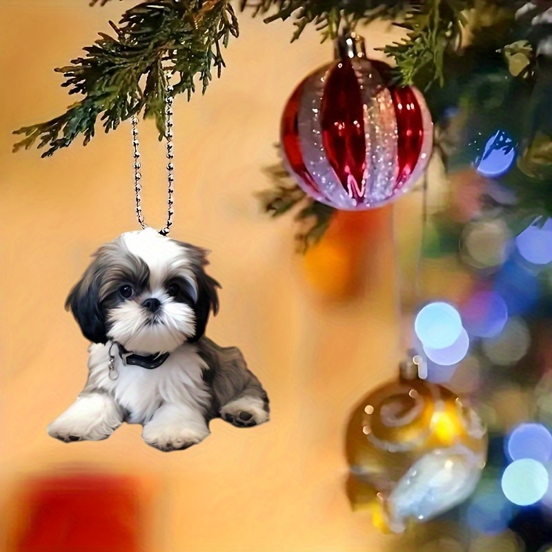 

Shih Tzu Acrylic Pendant - Multifunctional 2d Flat Hanging Ornament For Car Mirrors, Home And Garden Decor, Backpack Accessories, Wallets And Keychains - Ideal Holiday Party Gift