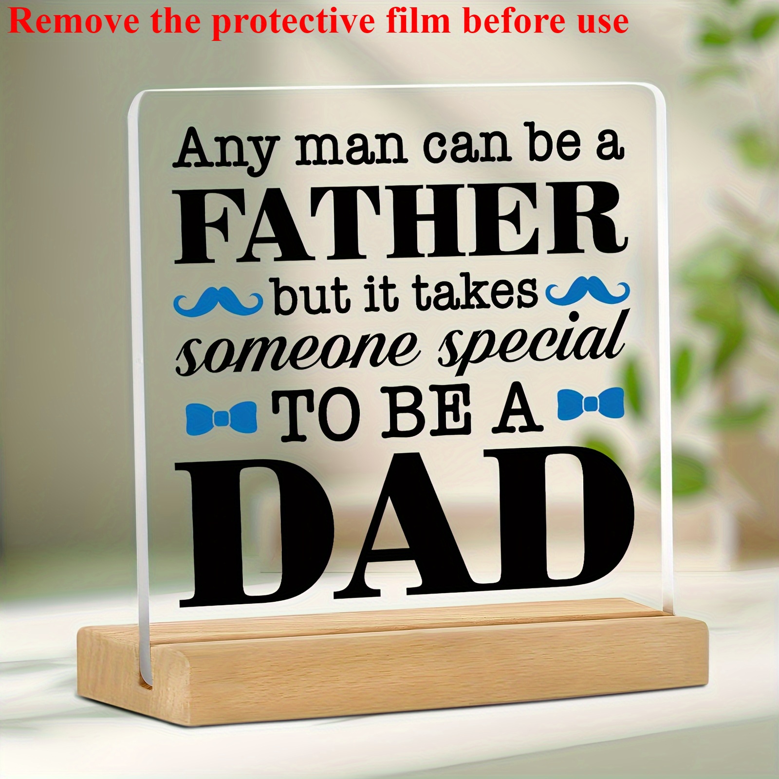 TEMU 2d Flat, 2d Flat Printed Acrylic Father's Day Gift - Contemporary Desktop Plaque With Inspirational Quote "any For Man A Father, But It Special