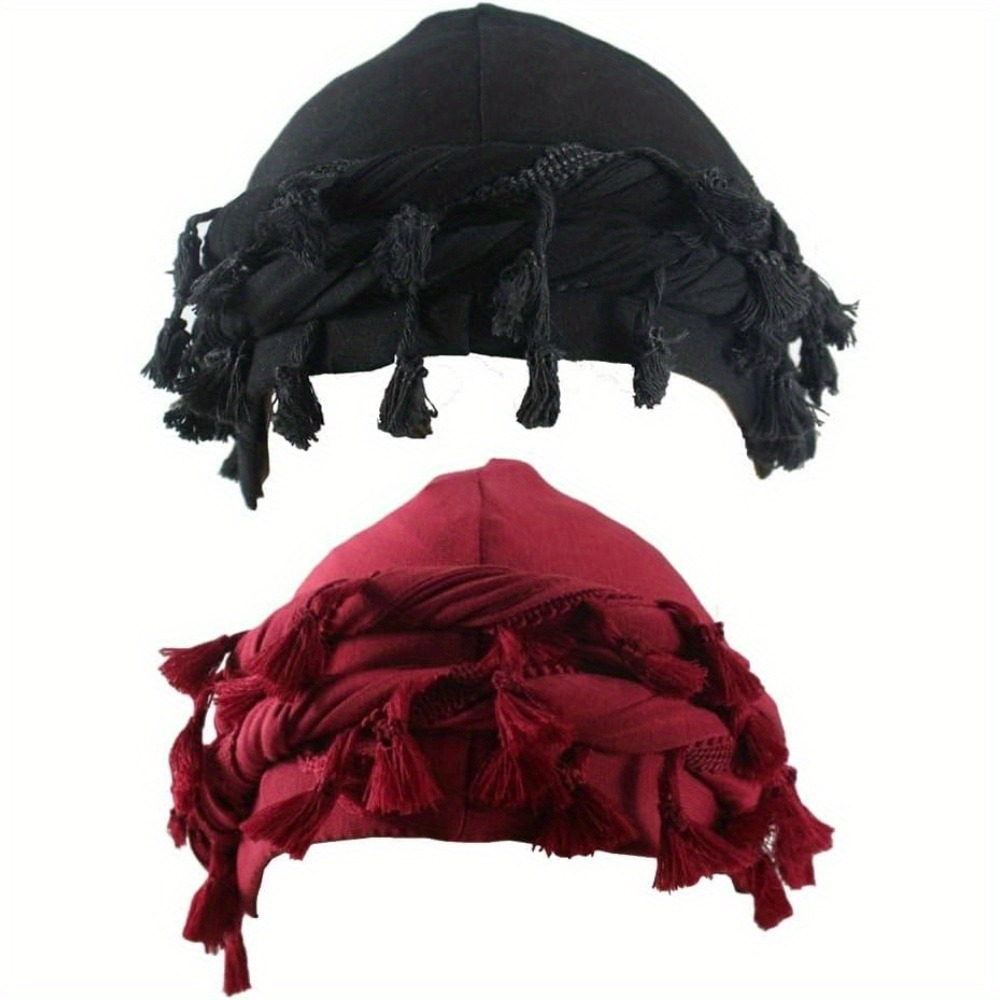 TEMU 2 Pack Turban Head Wraps For Men Satin Lined Turban For Women Vintage Twist Velvet Durags Gifts