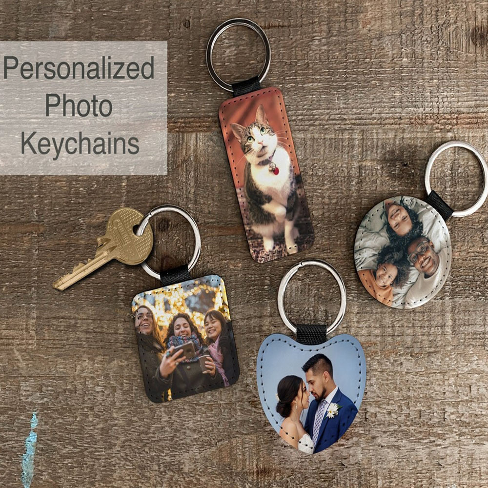 custom double sided photo leather keychain personalized Temu - Main Image