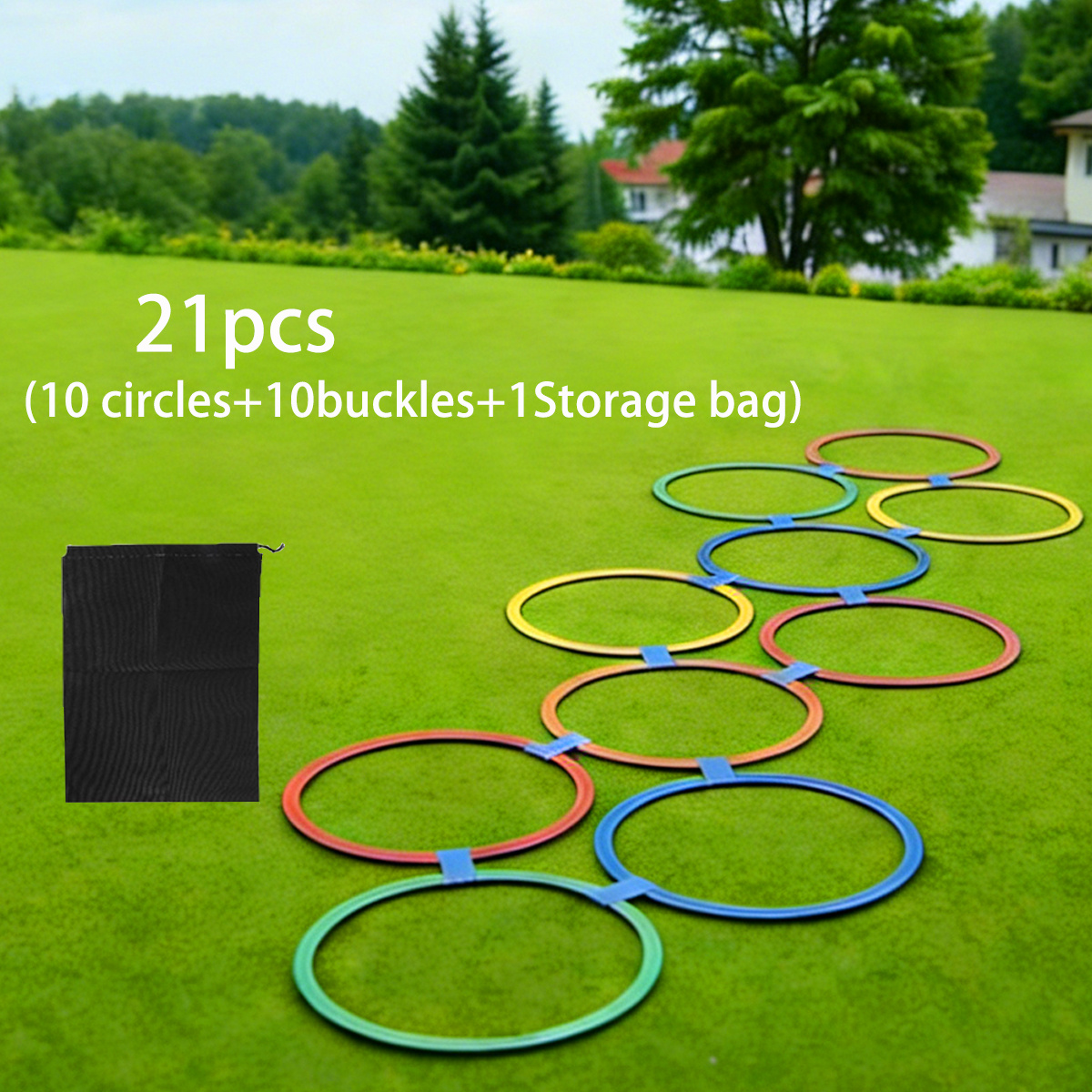 Image of 21pcs Bouncy Sensory Movement Set, Suitable For Multi-person Outdoor Activities, Agility Ladder And Sports Equipment, Improving Quick Reaction And Agility, Lawn, Backyard Activity Props, Mixed Colors