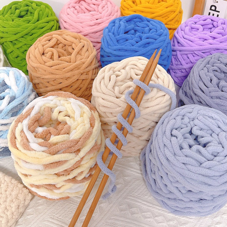 

Lot de 5 fils de chenille ultra- et épais - pour les de et crochet DIY, écharpes, bonnets, couvertures | Disponible en plusieurs couleurs