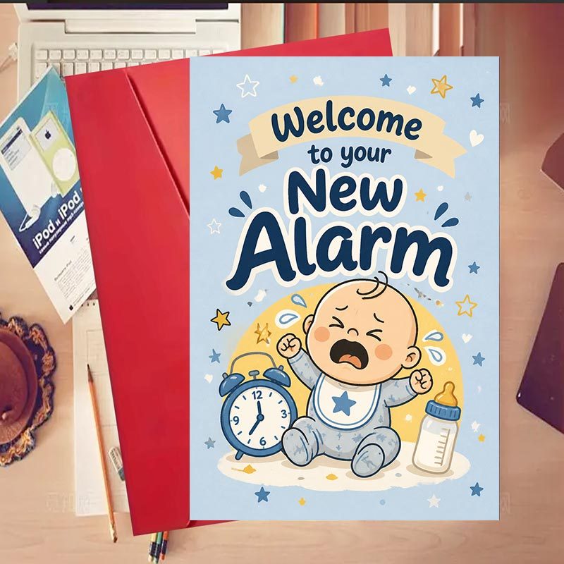 TEMU 1 Set Newborn Welcome Gift For Parents - Funny Alarm - Themed Card For New Arrival Celebrations