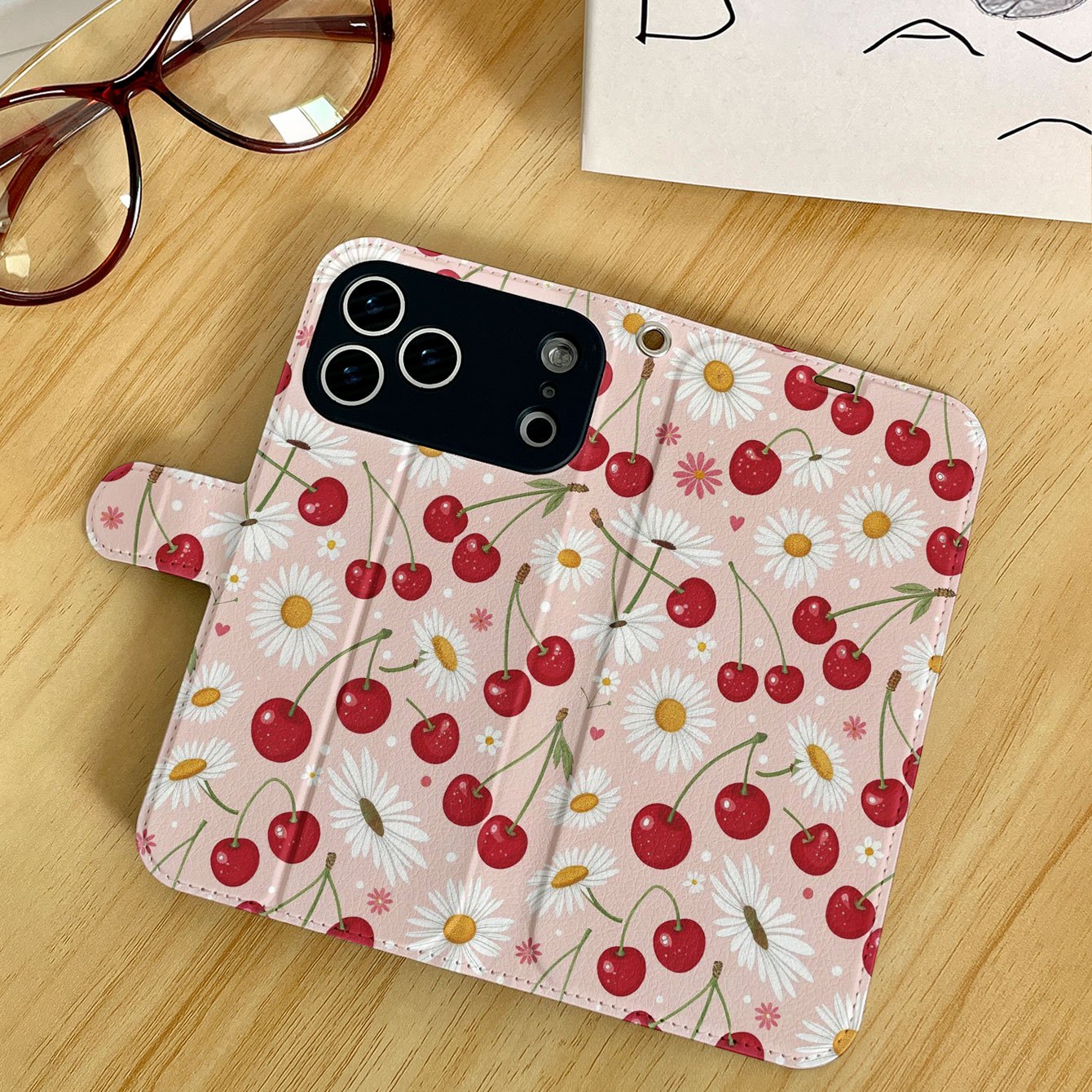 TEMU Phone Case: 1 And White Daisy Pattern Synthetic Leather Flip Cover Phone Case For Iphone 17/17pro/17promax/17air/iphone