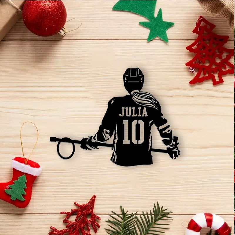 TEMU Personalized Metal Sign - Custom Female Wall Decor, Christmas Gifts, New Year Home Decor, Unique Iron Art For Hockey Lovers, Personalized Name &