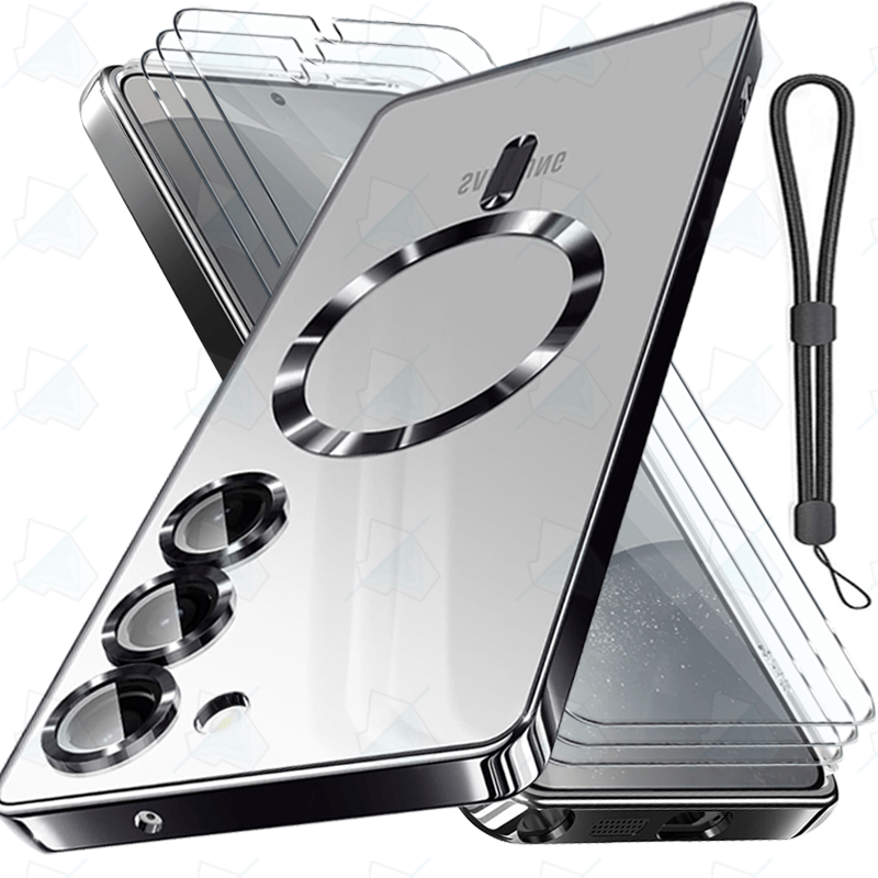 TEMU [] 1pc Soft Electroplated Case (black) With 1pc Lanyard And 3pcs Uhd Screen Protectors For For Galaxy S26 Ultra/s25fe/s25 Ultra/s24fe/s24 Glossy