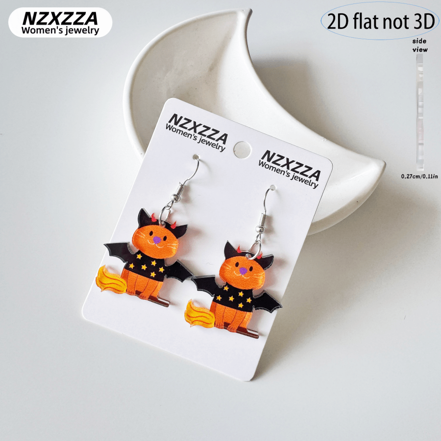 6 Pairs Cute Cartoon Witch Dangle Hook Earrings