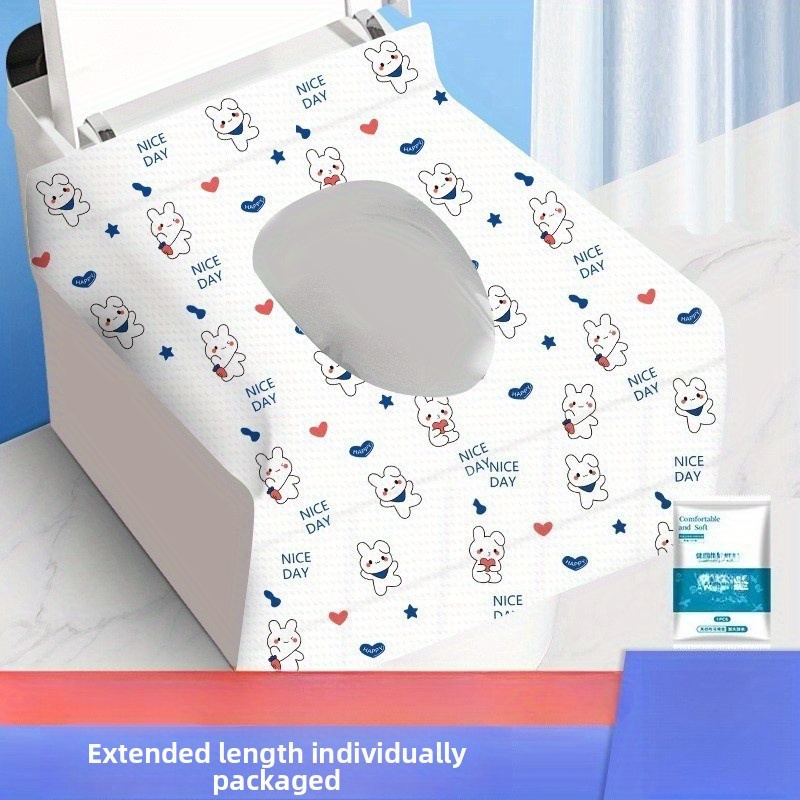 E-shop 40 Stück Einweg-Toilettenbezüge - Mit niedlichen Hasen- und Flamingo-Designs, extra lang und breit für öffentliche Toiletten, Reisen und