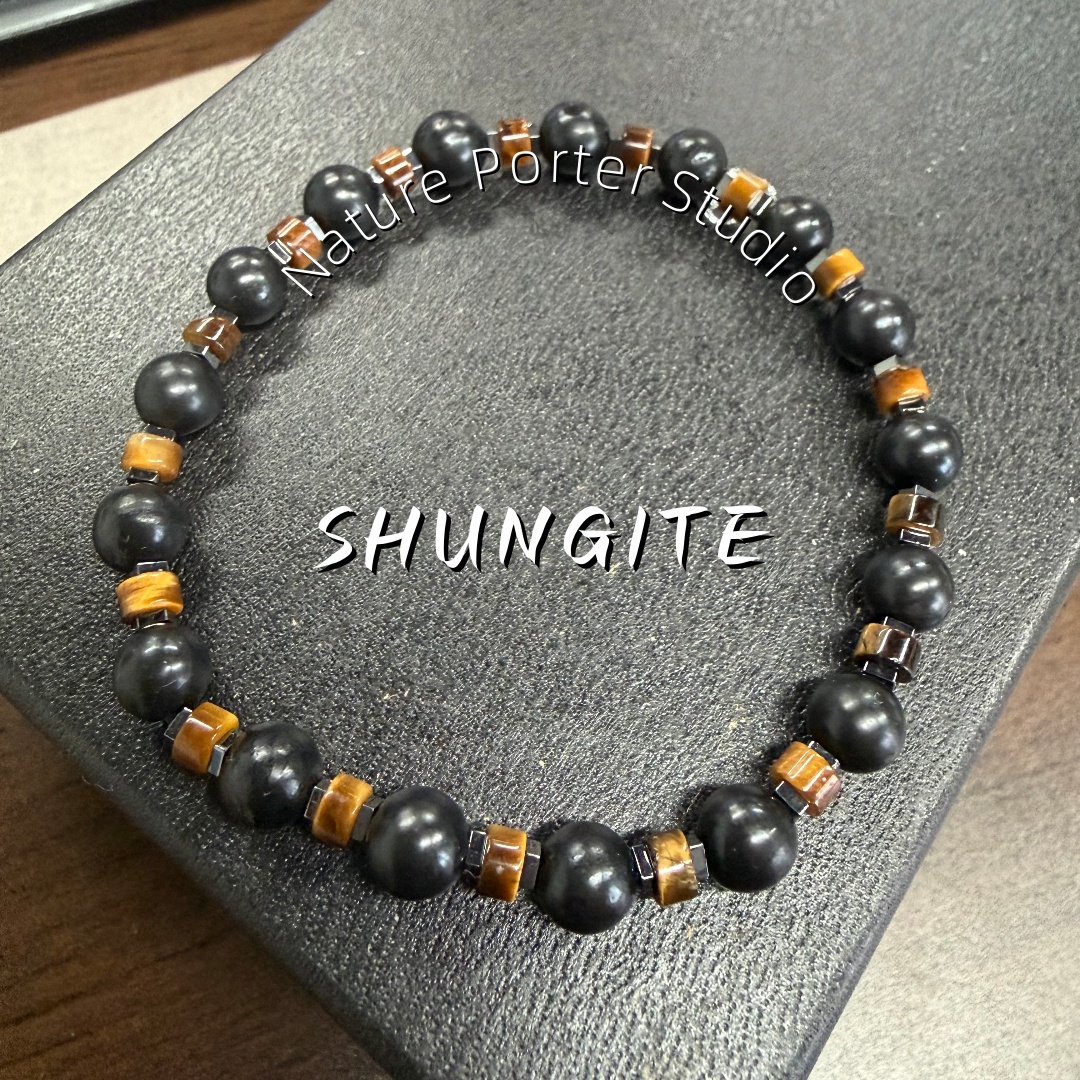 TEMU 1pc, Vintage Shungite Hematite Tiger-eye Bracelet, Suitable For Men And Women, Handmade Fashion Bracelet, Christmas, Easter, Thanksgiving,