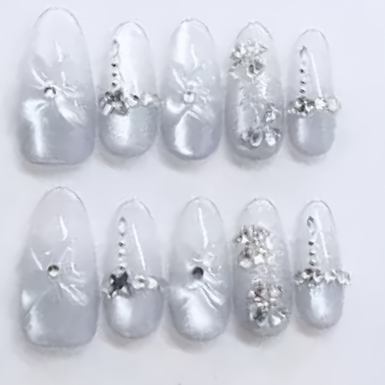 TEMU Adesivi per unghie rimovibili, stile western, con , strass 3D a forma di sfumato blu , dimensioni specifiche, 10 pezzi