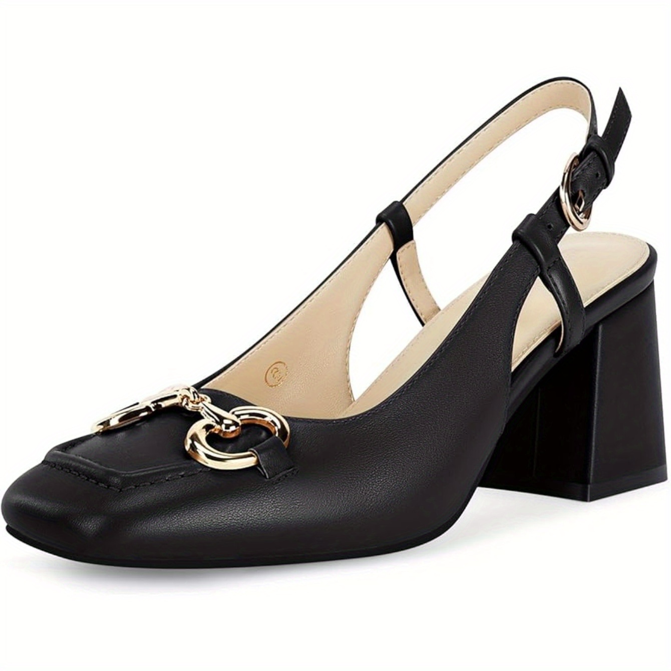 durable build womens black slingback block heels golden - Temu