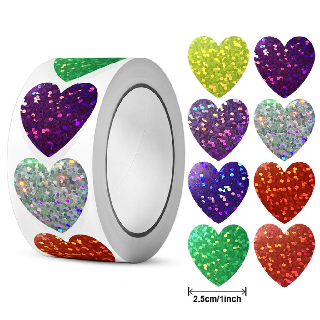 TEMU 500pcs/roll Self-adhesive Star Heart Round Colored Non-drying Stickers Office Stickers, File Seals, Office Supplies Stickers