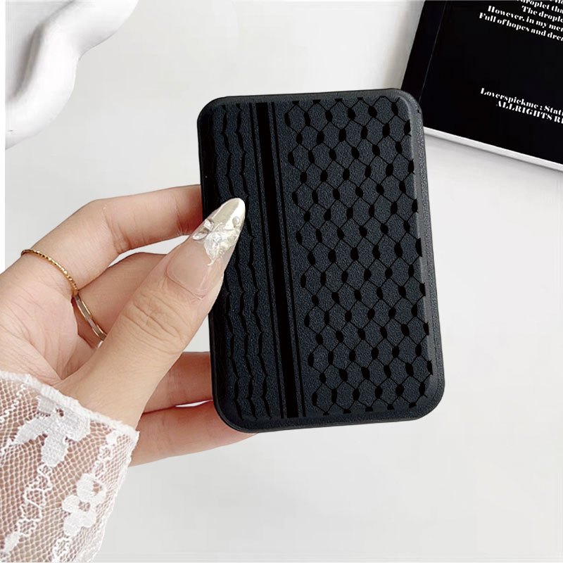 Image of Magnetic Phone Card Holder, Black And White Diamond Grid Pattern Wallet Card Pouch, Detachable Phone Back Pocket Credit Card Holder For Iphone 17/16/15/14/13/12/11 Smartphones