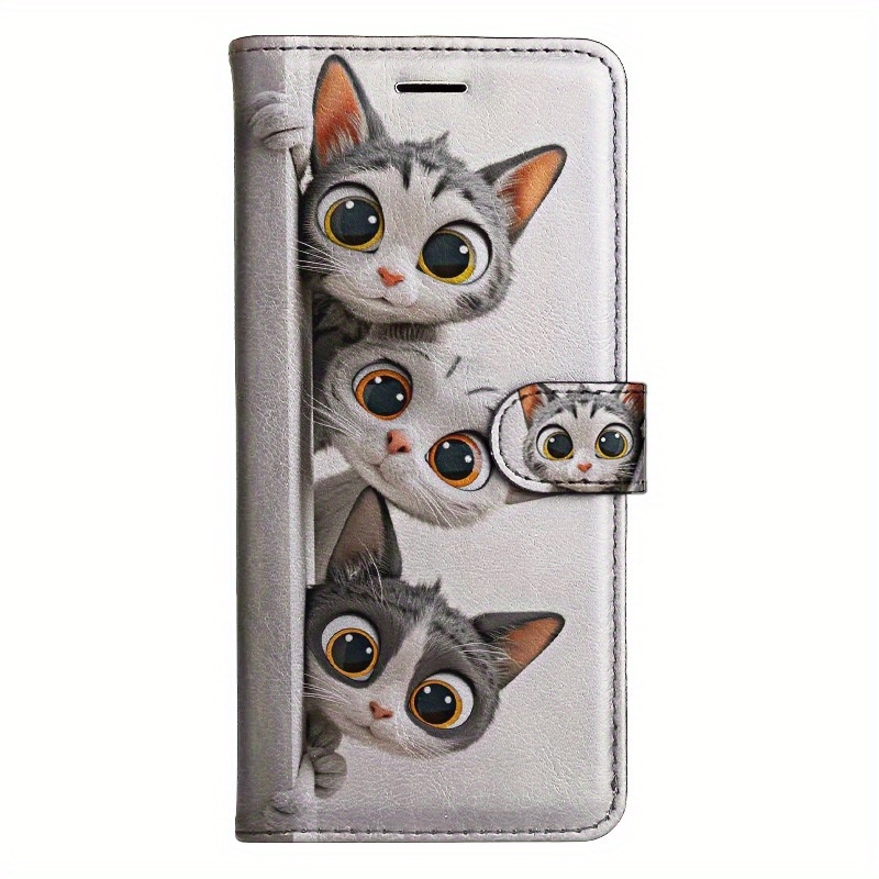 TEMU Phone Case: Cat Magnetic Flip Wallet Case With Card Holder Stand Sutible For Iphone 5/6/6s/7/8/x/xs/xr/se2 2020/se3 2022/11/12/13/ Plus Pro Max