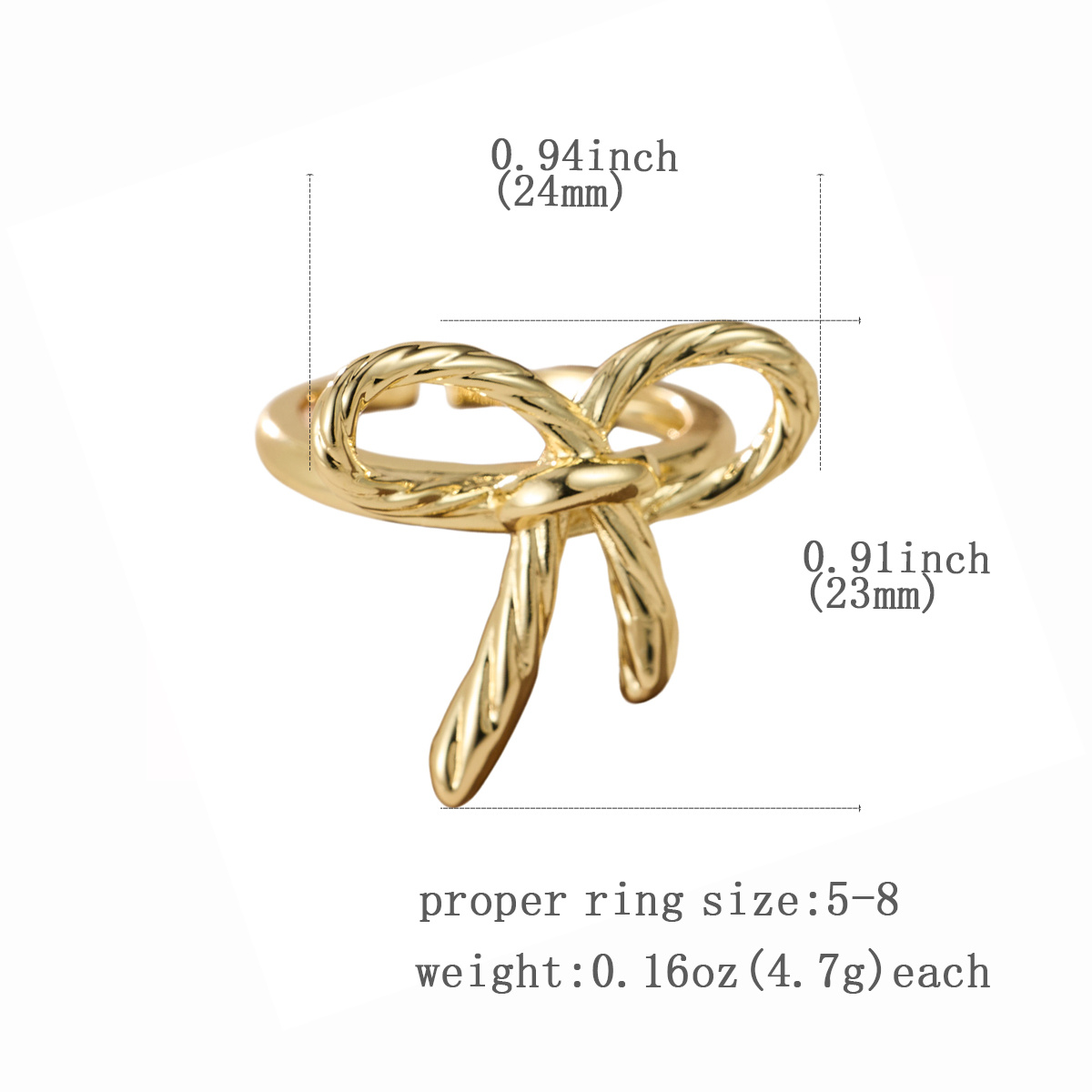 Ladies' Adjustable Twisted Ribbon Ring, Fashionable Accessory