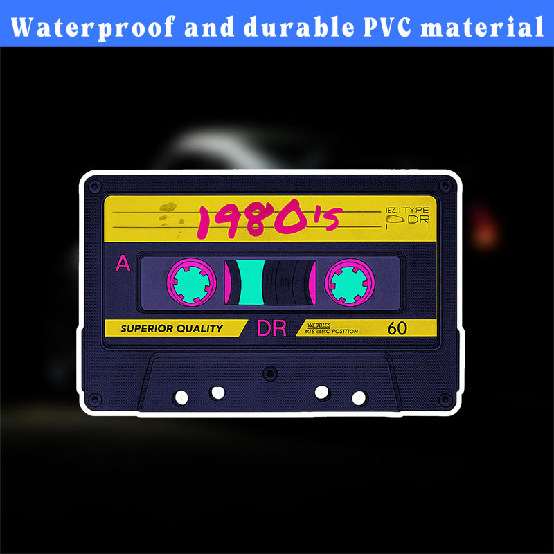 item picture 1980s retro cassette tape car sticker waterproof vinyl decal for cars trucks laptops funny decorative sticker uv resistant scratch proof self   bumper decal durable high quality pvc material easy to apply remove
