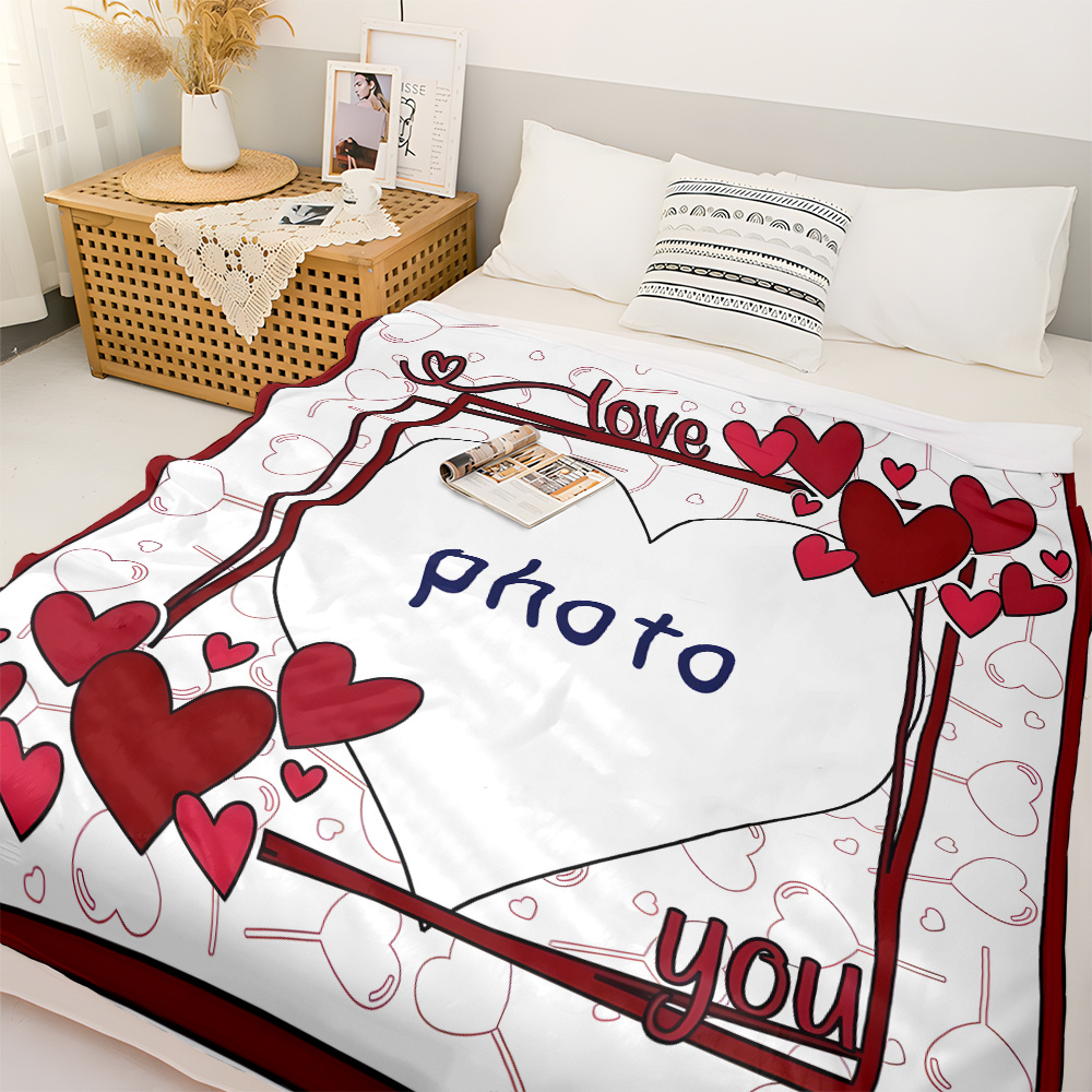 TEMU Couverture personnalisée avec photo - Tissu en flanelle douce, cadeau toutes avec vos photos, idéal pour , les anniversaires, etc. - Téléchargez