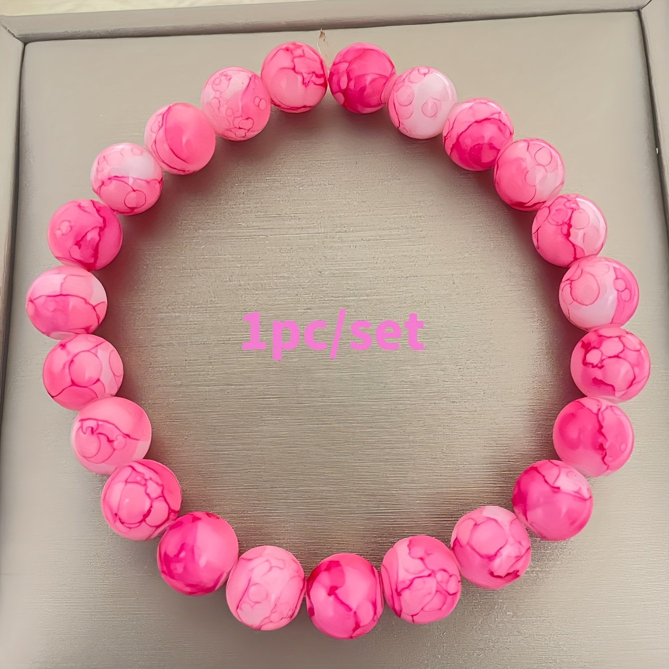 TEMU Pulsera bohemia de piedra rosa de - Cuentas elásticas extensibles adecuadas para uso diario y ocasiones especiales, joyería de piedra de de para