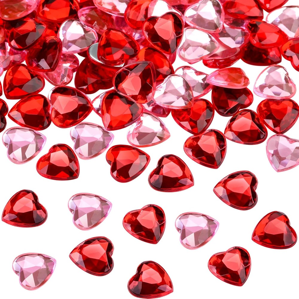E-shop 220 Stück Granatapfel Rot Pink 5D Valentinstagsgeschenk Acryl Herzförmige Strasssteine Kristall Liebe Valentinstagsgeschenk Hochzeit