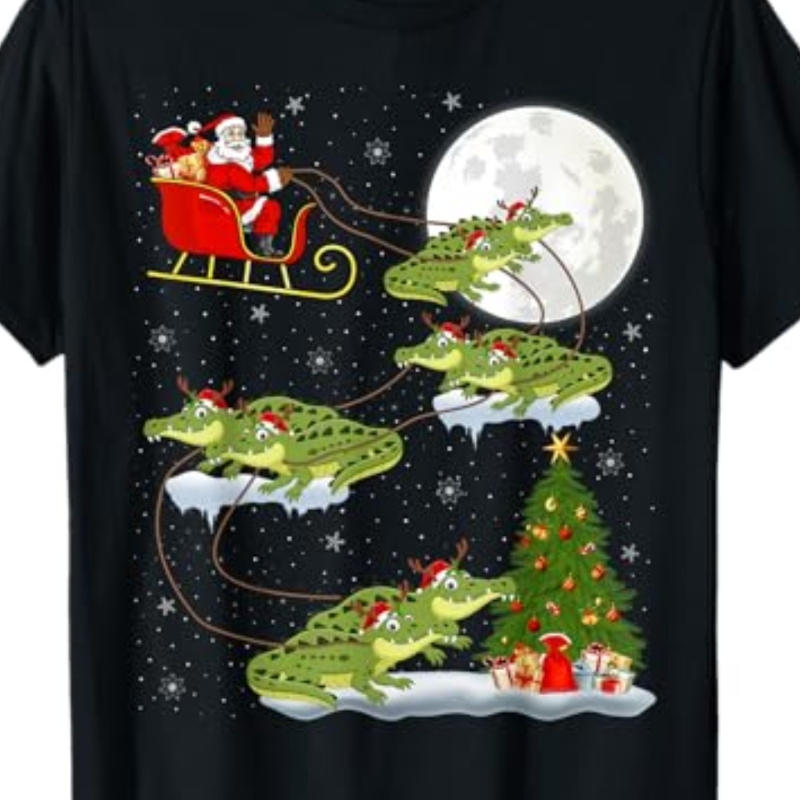 

& Crocodile Christmas Tee - 100% , Fit, , Round - For Parties