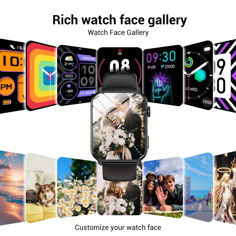 IOWODO Montre Connectée Homme Femme, Suivi Activité et Fitness avec Lampe Torche, Analyse du Sommeil, Fonction Vocale IA, Appel Sans Fil, Réception de Messages, Grand Écran Tactile HD 1.91 pouces, Plus de 100 Modes d'Exercice, Batterie Grande Capacité 350mAh