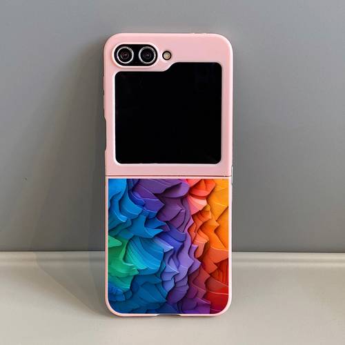 Artikelbild handyhülle - 7355 farbverlauf farbblock hellrosa rosa tpu gemaltes muster für samsung für samsung faltbare handyhülle für samsung galaxy z flip 6, für samsung galaxy z flip 5