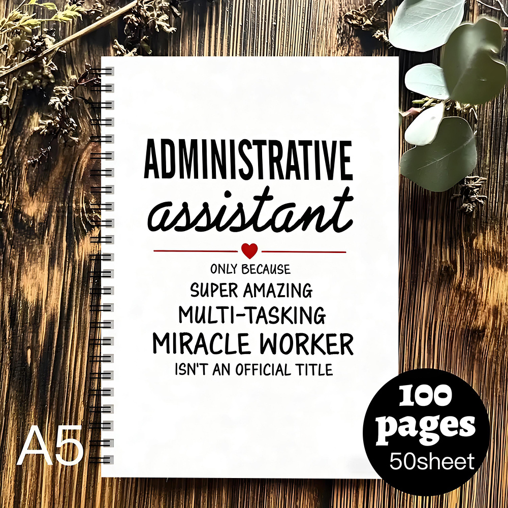 TEMU 1 "administrative Assistant" Worker Notebook With Red Heart - Spiral Bound - Perfect For Office, School, Or Birthday Gifts_4x