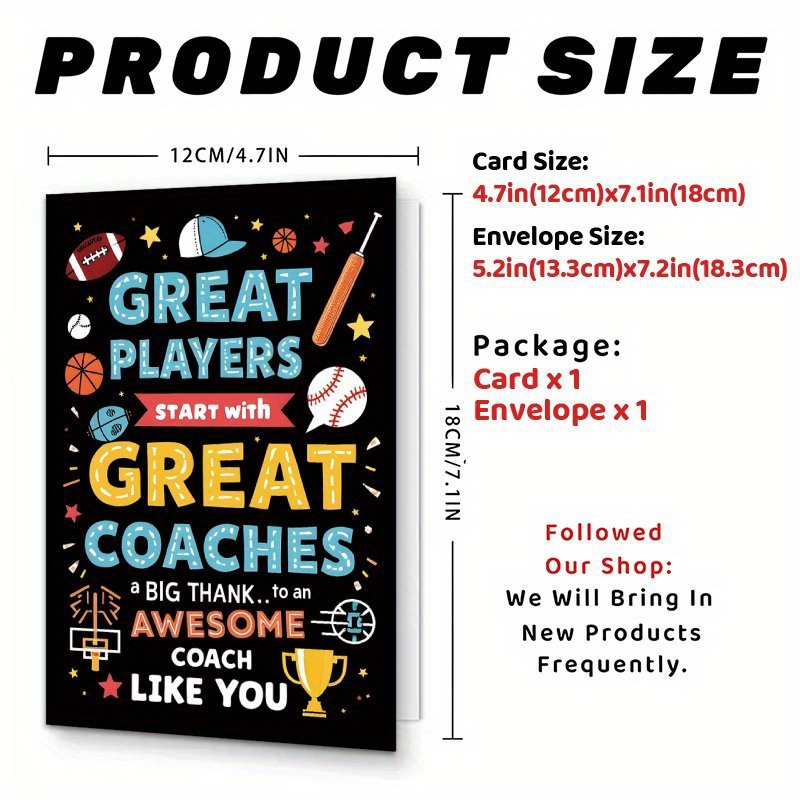 TEMU 1pc Appreciation Card With - Birthday, Retirement, Thanksgiving Thank You Card For Baseball, Basketball, Football - Message Space - Gift From