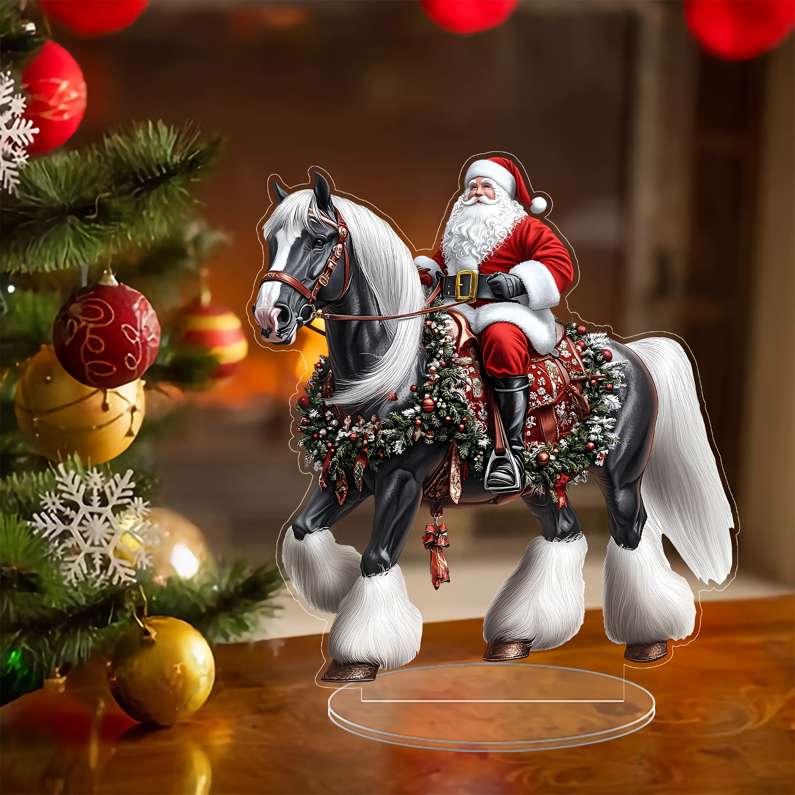 

2d Flat, 1pc Acrylic Santa Claus On Figurine, Tabletop Decor, Ideal For Christmas And Holiday Decoration, Perfect Birthday Or Graduation Gift, Multipurpose Desk Ornament