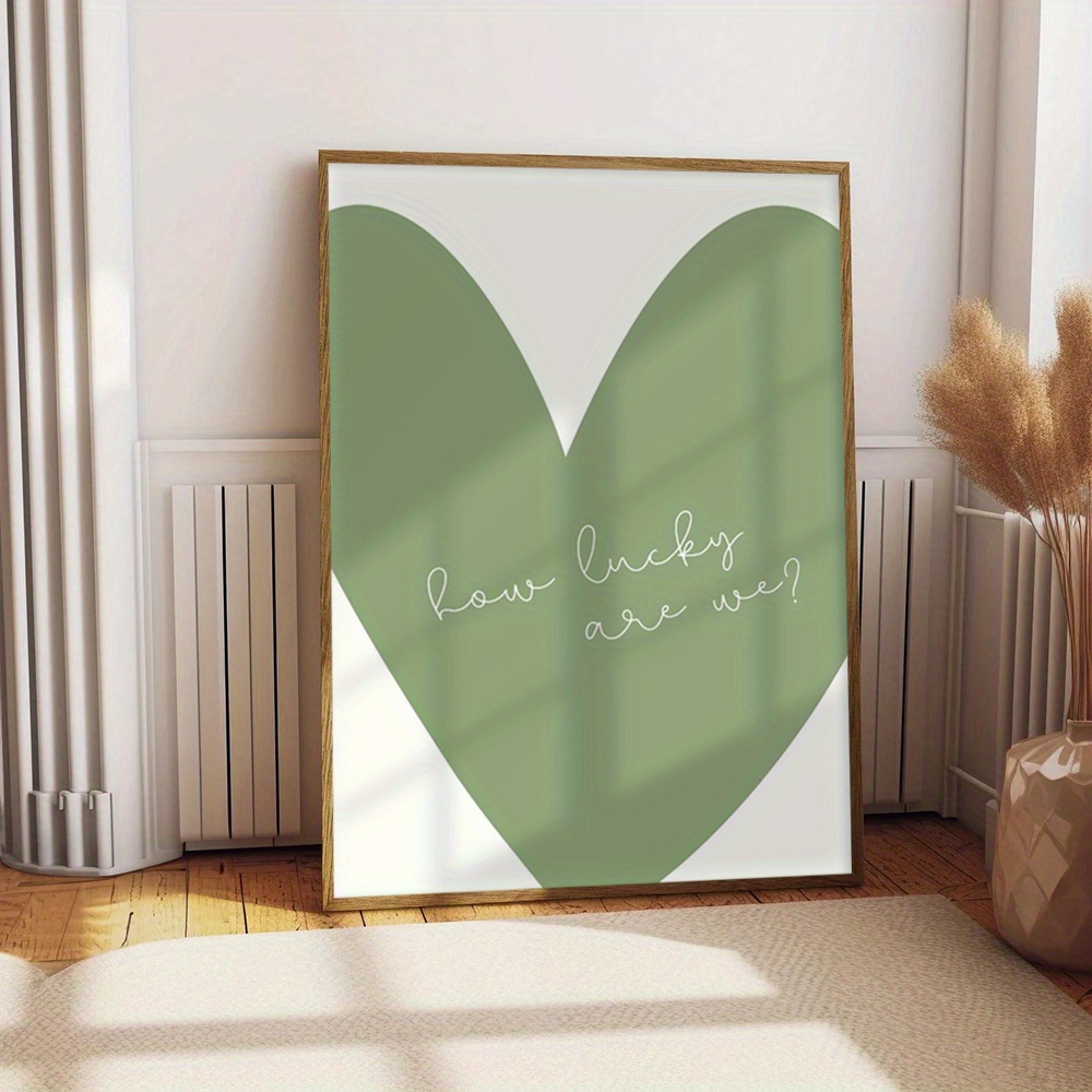 TEMU 2d Flat, 1pc Frameless Heart-shaped Poster - Wall Art Suitable For Living Room, With "how Are We?" Text, Modern Minimalist Vertical Hanging