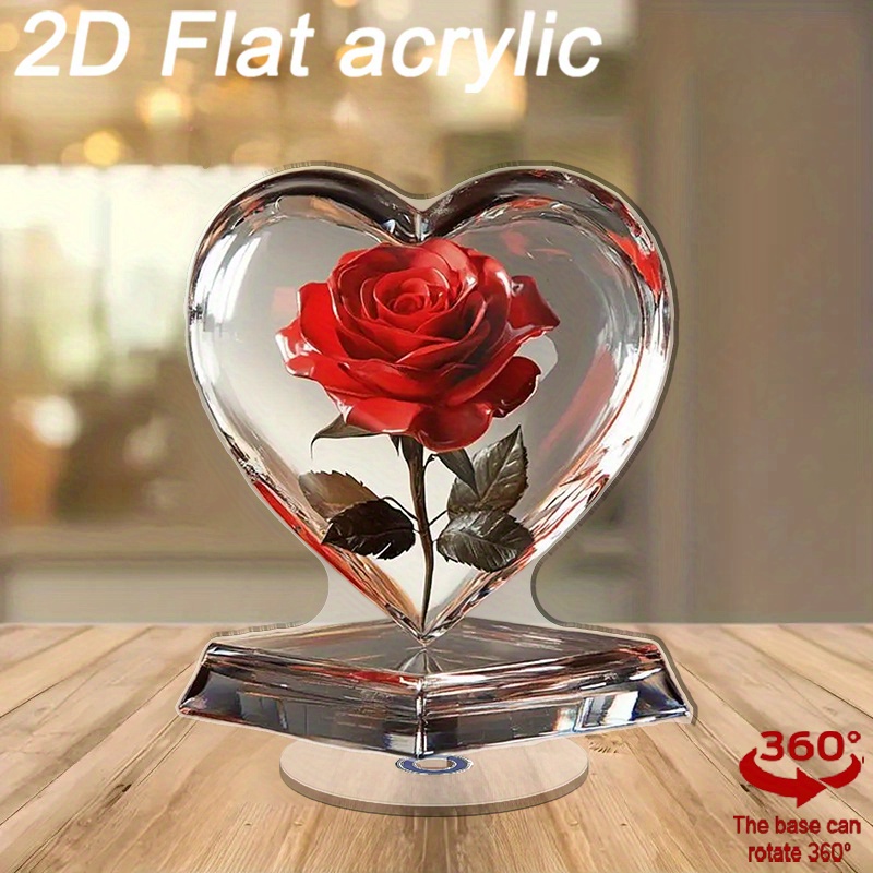 TEMU 2d Flat, A 2d Flat Acrylic Decoration, Perfect For Home, Office, Or Café Desktop Decor. With A Stand, Making It A High-quality Gift Suitable For