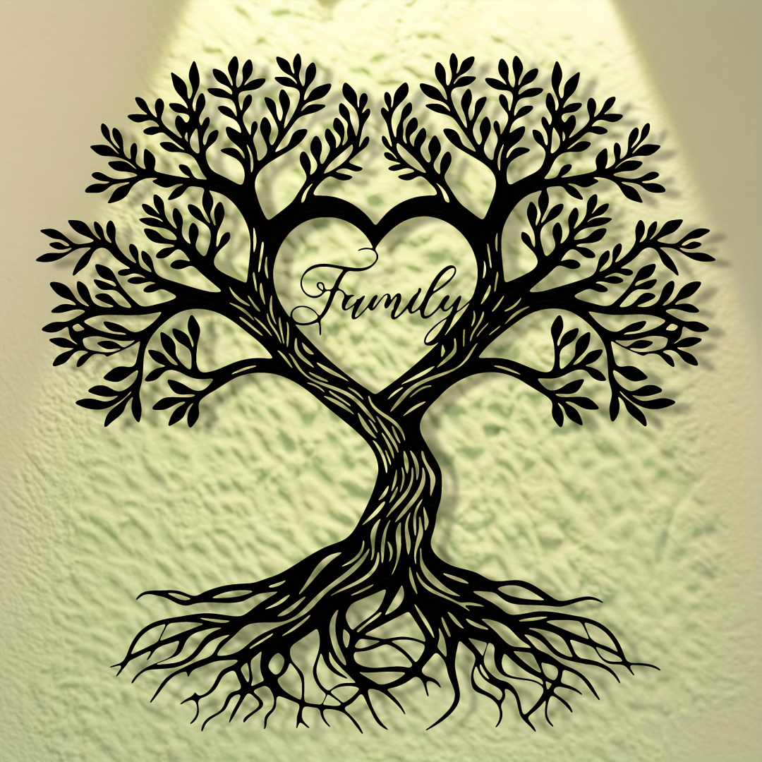 TEMU Decorazione da parete 2D piatta, 1 pezzo, albero della vita a cuore - Ornamento moderno orizzontale da appendere con albero 'amore, in acrilico,