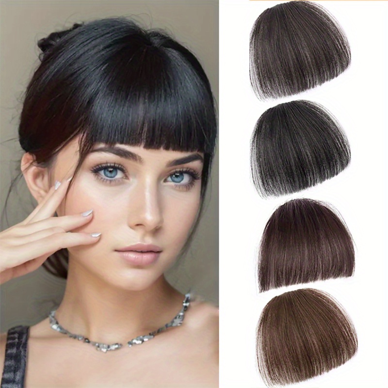 bangs hair clip for women straight hair clip in bangs with sideburns and no sideburns mixed packaging 100 human hair piece details 1